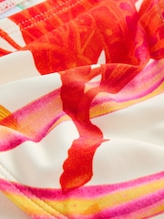 Kew Collection Cream/Red Floral Tie Side Hardware Tie Side Bikini Bottoms - Image 6 of 7