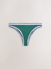 Green/Pink Whipstitch High Leg Bikini Bottoms - Image 5 of 7