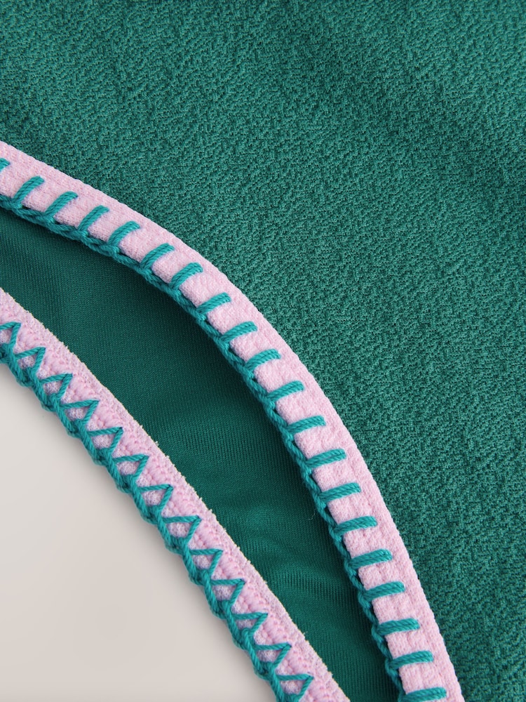 Green/Pink Whipstitch High Leg Bikini Bottoms - Image 7 of 7