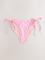 Pink/Cream Tieside Bikini Bottoms - Image 1 of 3