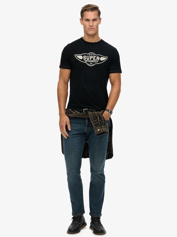 Superdry Black Auto Logo Relaxed T-Shirt - Image 2 of 6 Superdry Black Auto Logo Relaxed T-Shirt - Image 2 of 6