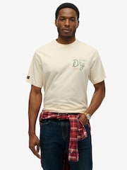Superdry Cream Tap Room Oversized T-Shirt - Image 1 of 7