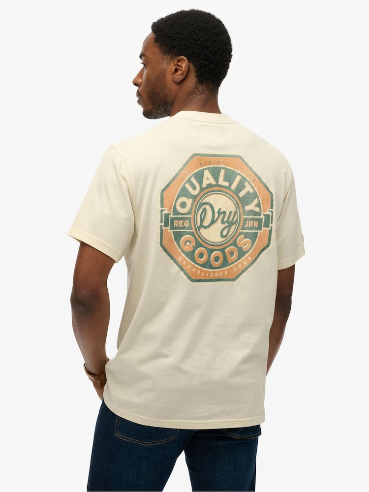 Superdry Cream Tap Room Oversized T-Shirt - Image 2 of 7 Superdry Cream Tap Room Oversized T-Shirt - Image 2 of 7