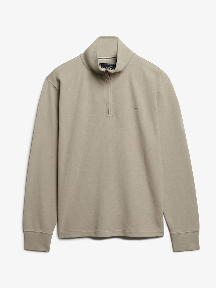 Superdry Green Ribbed Half Zip Jumper - Image 6 of 6