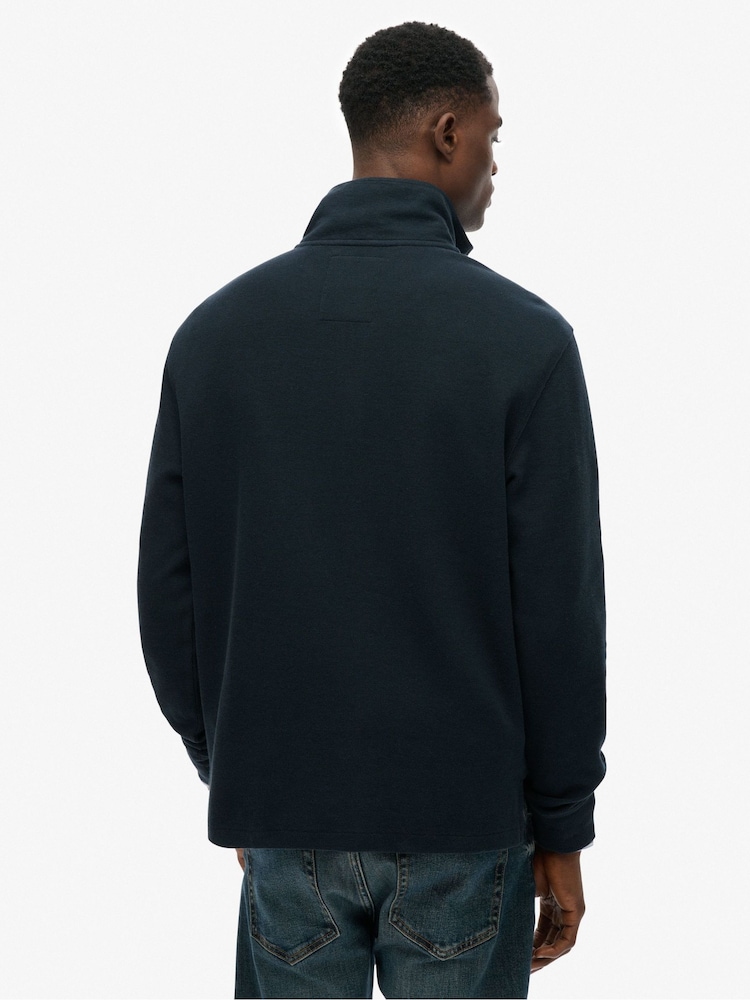 Superdry Blue Ribbed Half Zip Jumper - Image 2 of 6