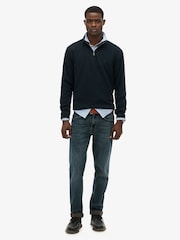 Superdry Blue Ribbed Half Zip Jumper - Image 3 of 6