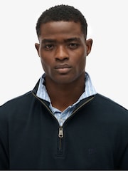 Superdry Blue Ribbed Half Zip Jumper - Image 5 of 6