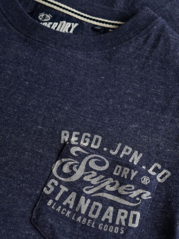 Superdry Blue Industrial Relaxed T-Shirt - Image 7 of 7 Superdry Blue Industrial Relaxed T-Shirt - Image 7 of 7