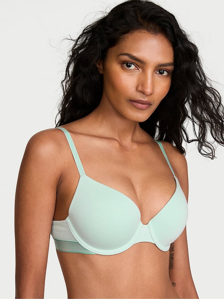 Victoria's Secret Yacht Blue Full Cup Push Up Cotton Logo Bra - Image 1 of 2