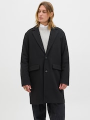 JACK & JONES Black Single Breasted Long Coat - Image 1 of 7