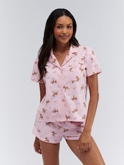 Boux Avenue Light Pink Deer Print Shortie Pyjamas In A Bag - Image 2 of 7