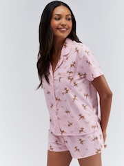 Boux Avenue Light Pink Deer Print Shortie Pyjamas In A Bag - Image 4 of 7