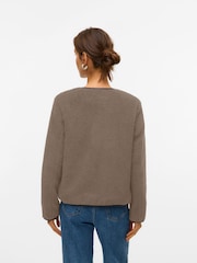 VERO MODA Brown Borg Faux Fur Button Down Jacket - Image 2 of 5