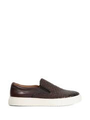 Dune London Brown Tayo Woven Slip On Trainers - Image 2 of 6