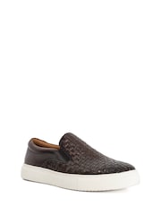 Dune London Brown Tayo Woven Slip On Trainers - Image 3 of 6