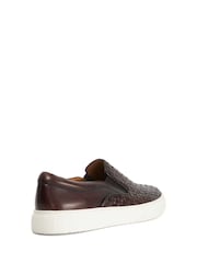 Dune London Brown Tayo Woven Slip On Trainers - Image 4 of 6