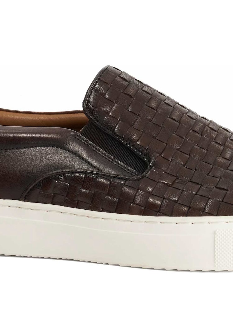 Dune London Brown Tayo Woven Slip On Trainers - Image 6 of 6