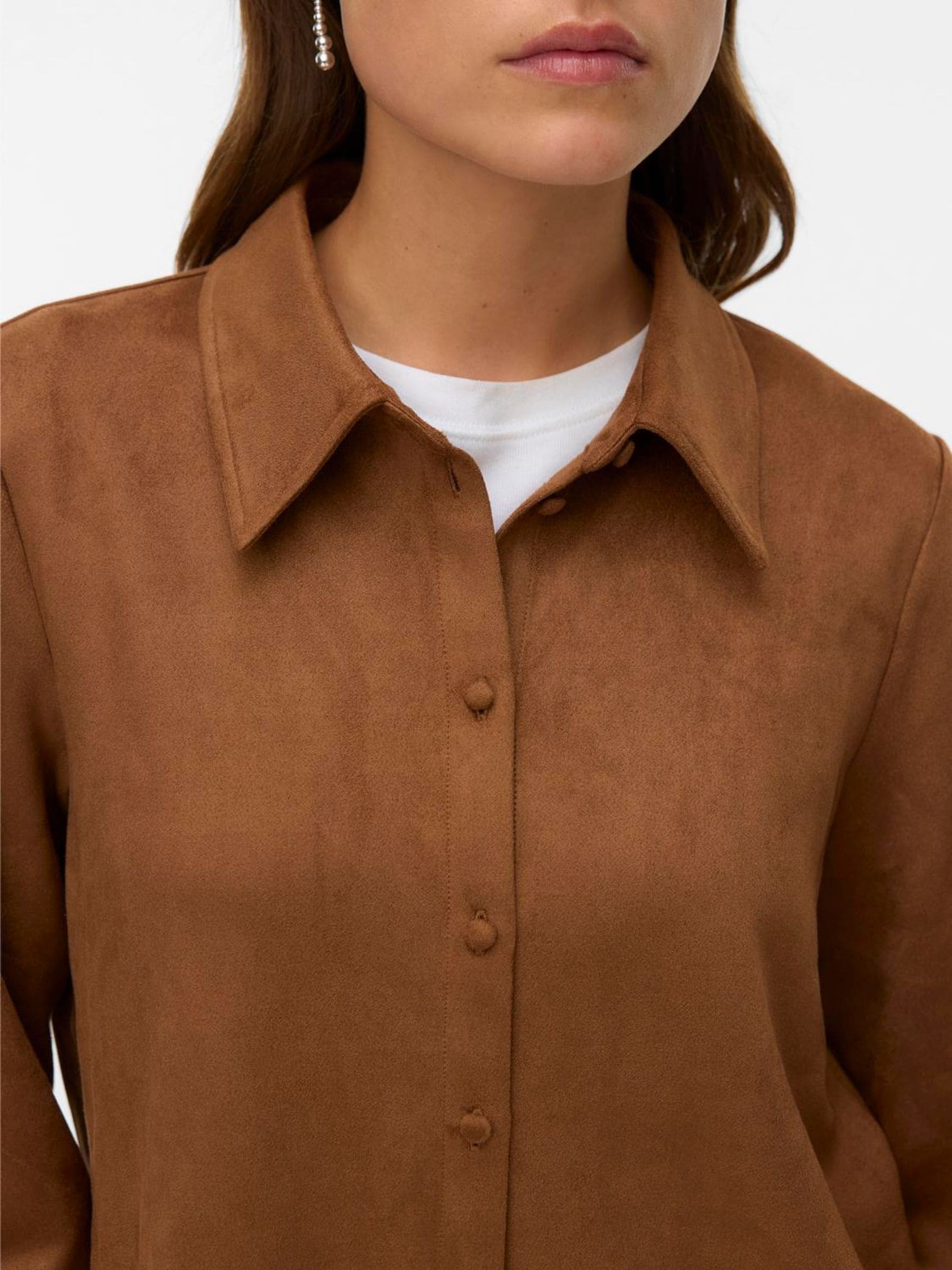 Buy VERO MODA Brown Faux Suede Long Sleeve Shirt from the Next UK