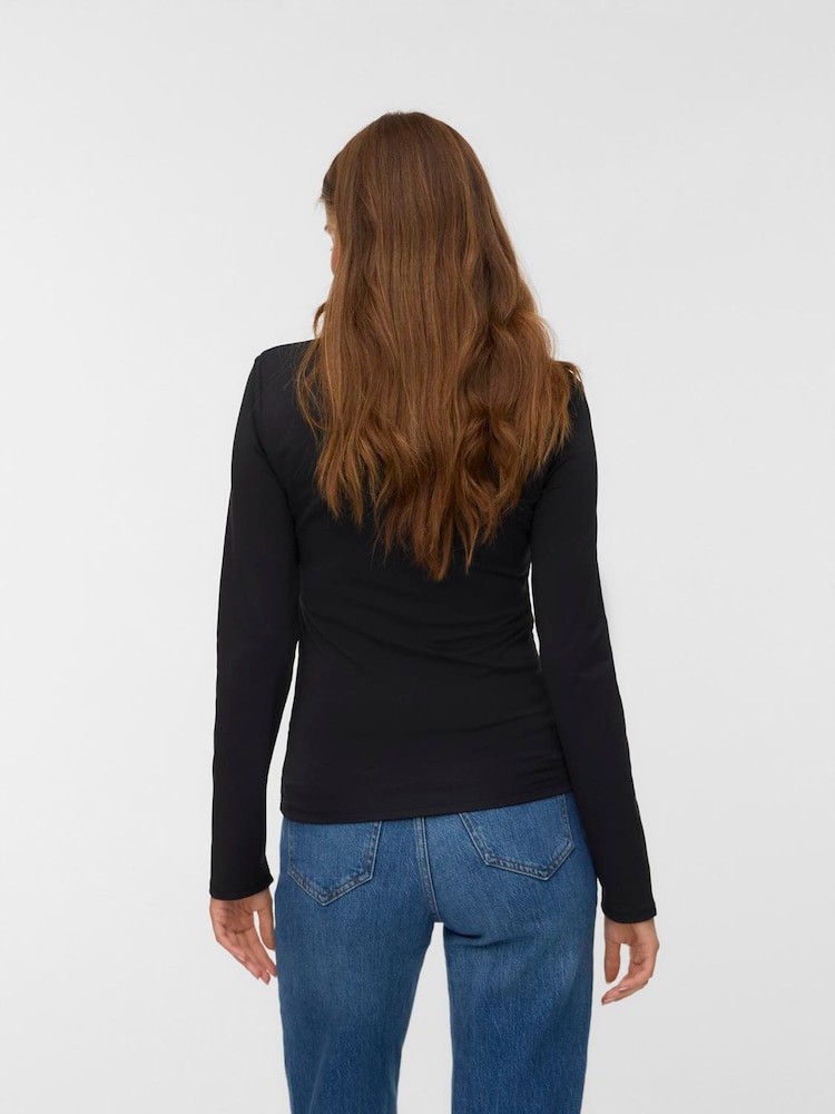 VERO MODA Black Square Neck Long Sleeve Top - Image 2 of 5