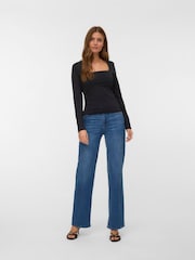 VERO MODA Black Square Neck Long Sleeve Top - Image 3 of 5