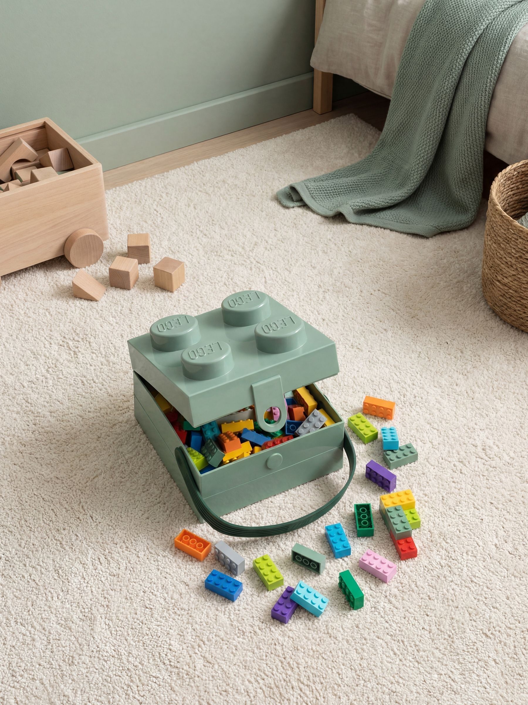 Lego Sand Green 4 Brick Lunchbox