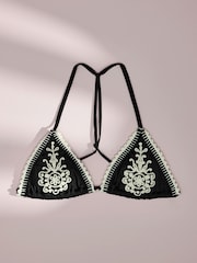 AIYLA Black/White Triangle Premium Crochet Bikini Top - Image 5 of 7
