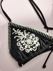 AIYLA Black/White Triangle Premium Crochet Bikini Top - Image 6 of 7
