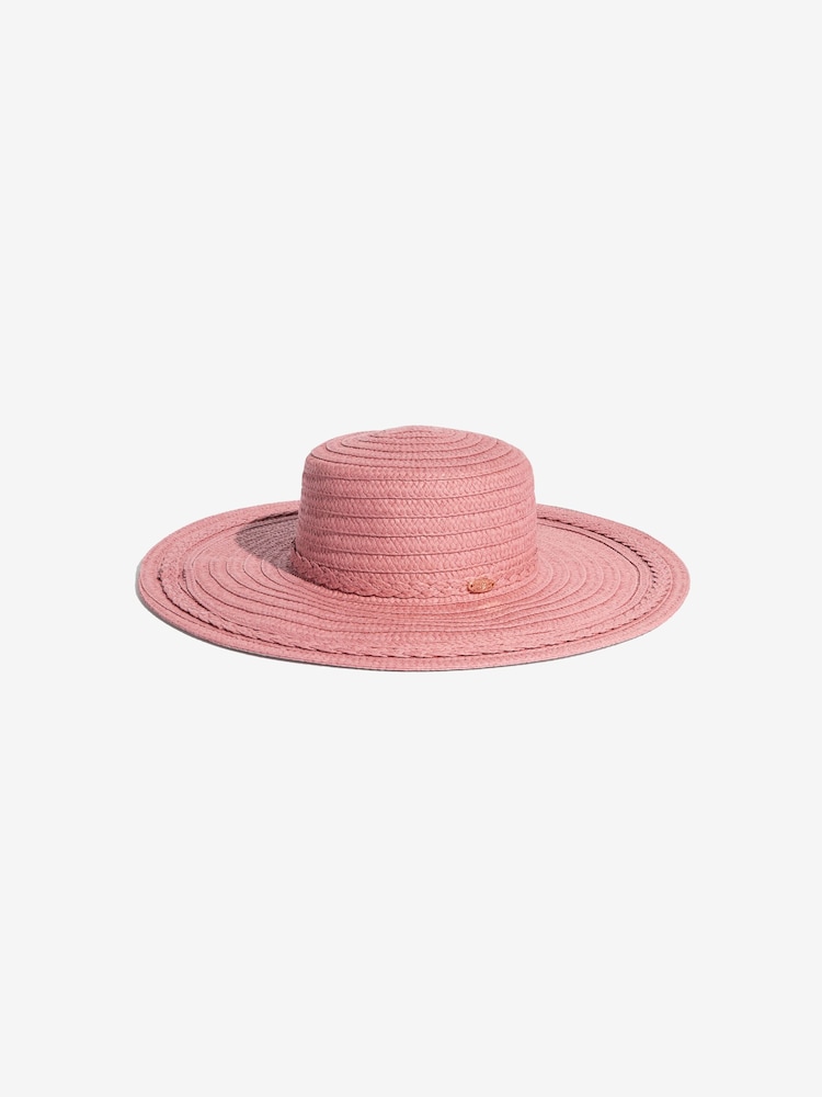 Lipsy Pink Oversized Paper Raffia Hat - Image 1 of 4