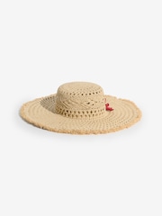 Lipsy Natural Openwork Flower Floppy Hat - Image 5 of 7