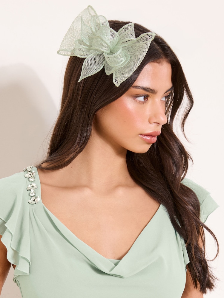 Lipsy Sage Green Fascinator Hair Clip - Image 1 of 5
