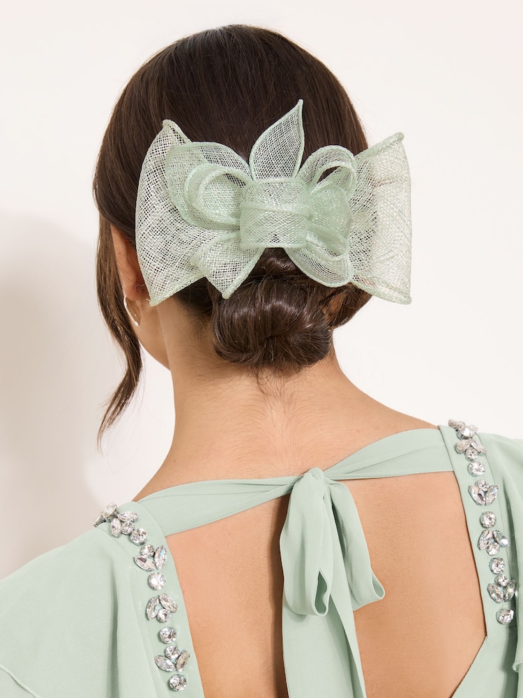 Lipsy Sage Green Fascinator Hair Clip - Image 2 of 5