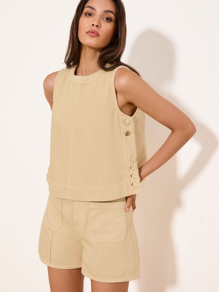 Lipsy Yellow Denim Shell Top - Image 1 of 5