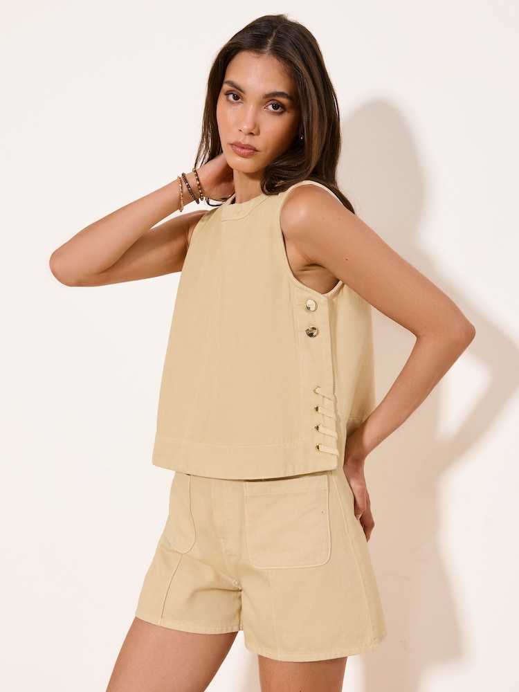 Lipsy Yellow Denim Shell Top - Image 2 of 5