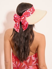 Lipsy Natural Swirl Print Raffia Visor Hat - Image 1 of 6