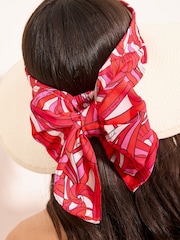 Lipsy Natural Swirl Print Raffia Visor Hat - Image 3 of 6
