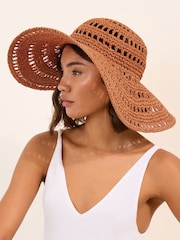 Orange - Friends Like These Openwork Floppy Beach Hat - Bild 1 von 8