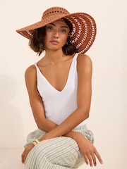 Orange - Friends Like These Openwork Floppy Beach Hat - Bild 2 von 8