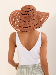 Orange - Friends Like These Openwork Floppy Beach Hat - Bild 4 von 8
