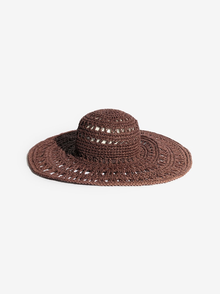 Schokoladenbraun - Friends Like These Openwork Floppy Beach Hat - Bild 2 von 4