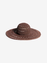 Schokoladenbraun - Friends Like These Openwork Floppy Beach Hat - Bild 3 von 4