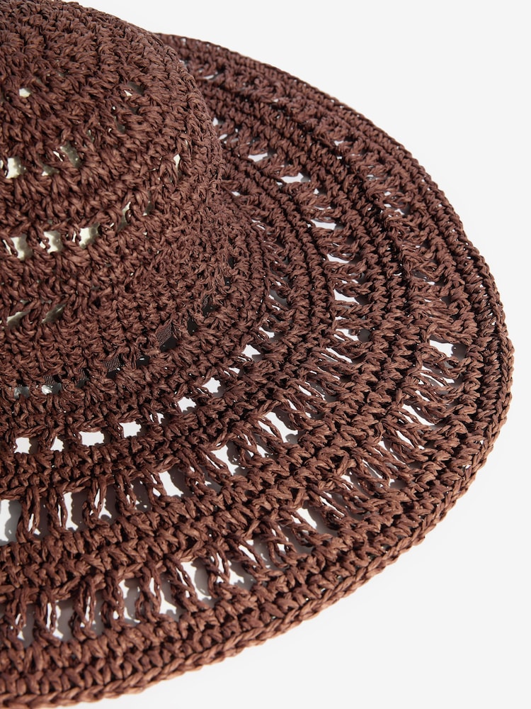 Schokoladenbraun - Friends Like These Openwork Floppy Beach Hat - Bild 4 von 4
