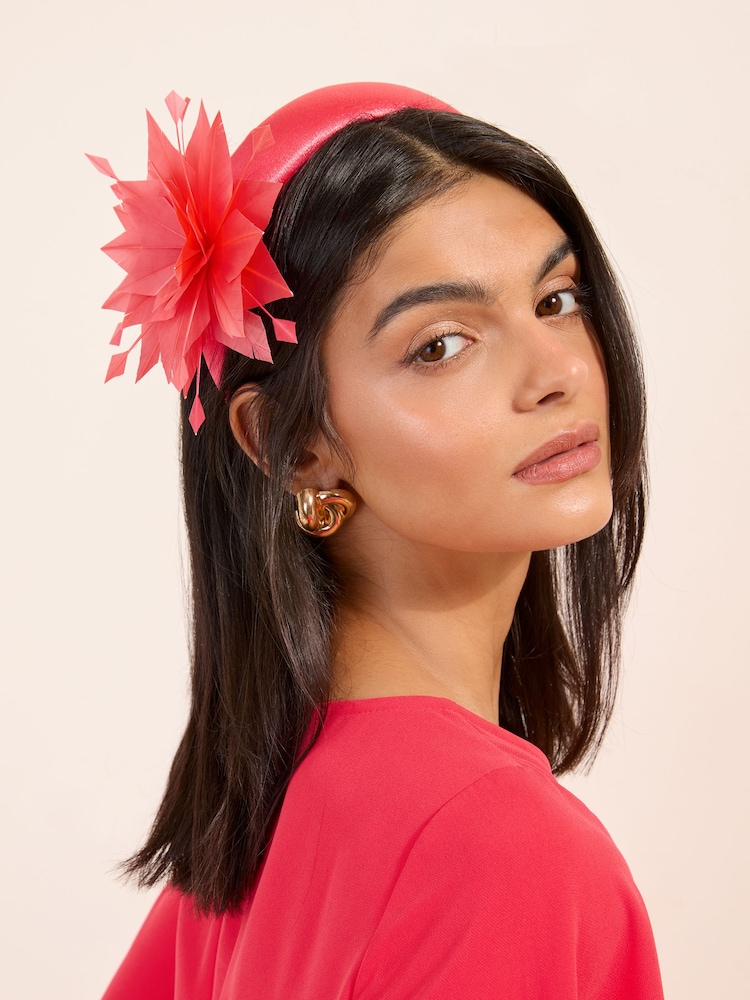 Friends Like These Pink 3D Floral Padded Fascinator Headband - Image 1 of 5 Friends Like These Pink 3D Floral Padded Fascinator Headband - Image 1 of 5