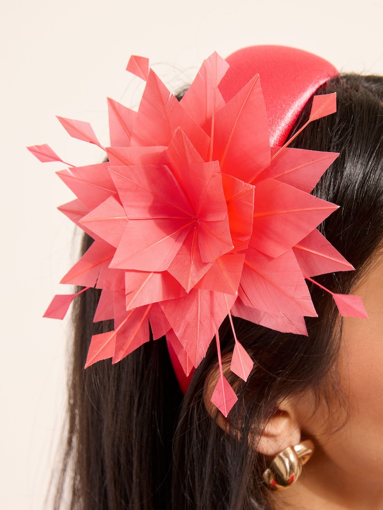 Friends Like These Pink 3D Floral Padded Fascinator Headband - Image 2 of 5 Friends Like These Pink 3D Floral Padded Fascinator Headband - Image 2 of 5