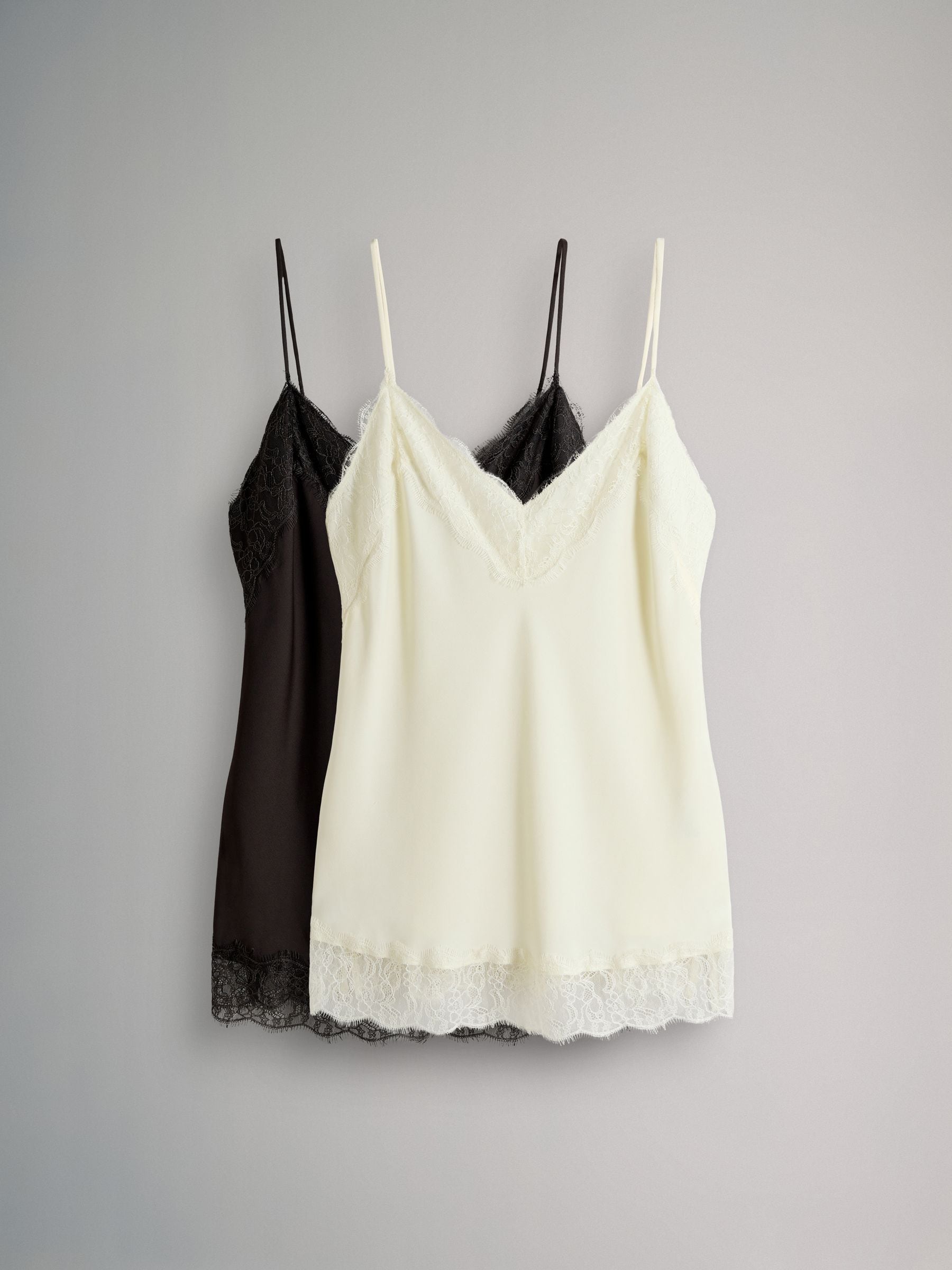 Buy The Set 2 Pack Satin Crepe Lace Trim Camisole Ecru Cream