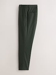 Olive Green Slim Fit Textured Suit Trousers - Image 2 of 5