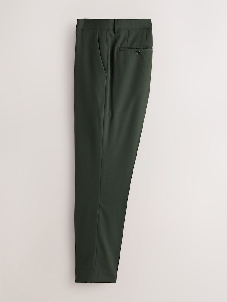 Olive Green Slim Fit Textured Suit Trousers - Image 2 of 5 Olive Green Slim Fit Textured Suit Trousers - Image 2 of 5