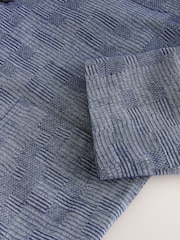 Blue Relaxed Fit Check Cotton Rich Texture Suit Jacket - Image 10 of 10