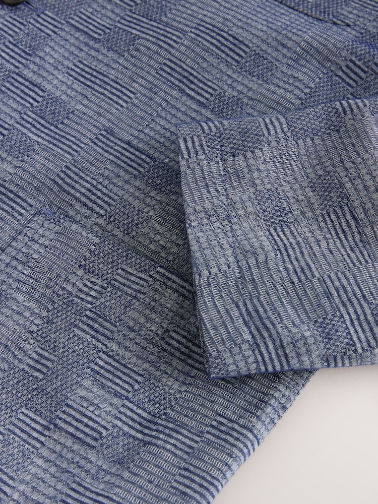 Blue Relaxed Fit Check Cotton Rich Texture Suit Jacket - Image 10 of 10 Blue Relaxed Fit Check Cotton Rich Texture Suit Jacket - Image 10 of 10