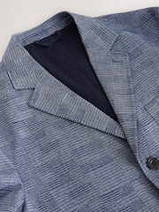 Blue Relaxed Fit Check Cotton Rich Texture Suit Jacket - Image 7 of 10