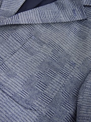 Blue Relaxed Fit Check Cotton Rich Texture Suit Jacket - Image 9 of 10